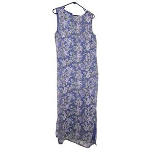 Style & Co Collection Floral Purple Maxi Dress Sleeveless Lined Crinkled Size 10